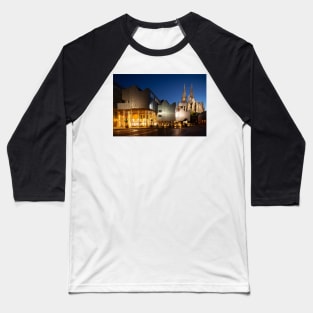 Cologne Cathedral and Philharmonic Hall at dusk, Cologne, Germany Baseball T-Shirt